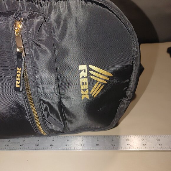 BX Black Nylon Mini Backpack Gold Zippers Logo Compact Gym Travel School Dogwalk - Picture 3 of 9